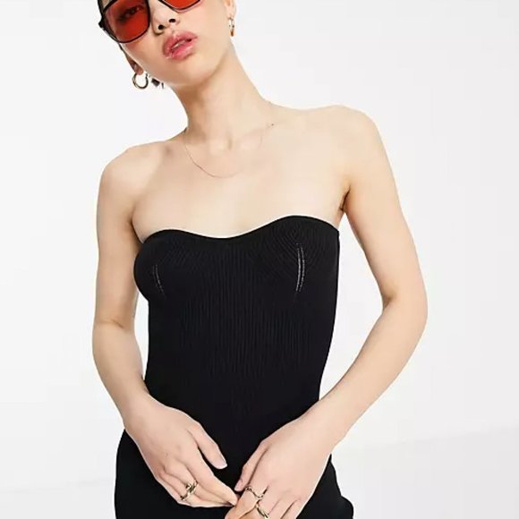 Asos Black bandeau dress - Picture 4 of 5